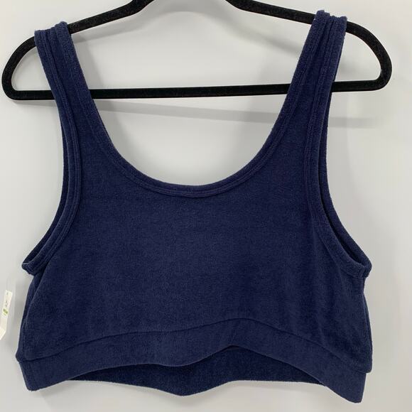 Offline by Aerie Womens XL Summer Lights French Terry Cropped Tank Navy Stretch - Picture 2 of 9
